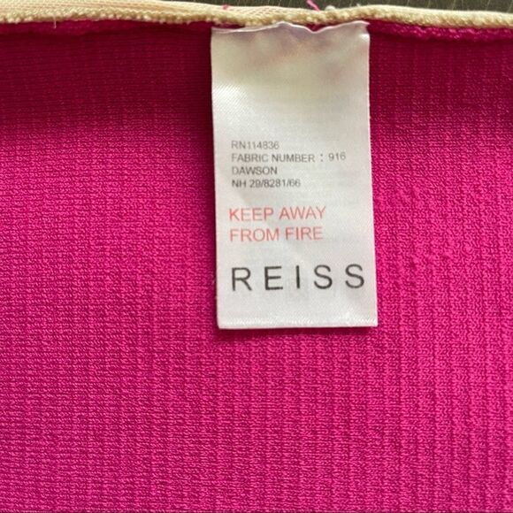 Reiss Dawson Lace Insert Pink Short Sleeve Bodycon Knit Midi Dress Size S - Picture 5 of 10